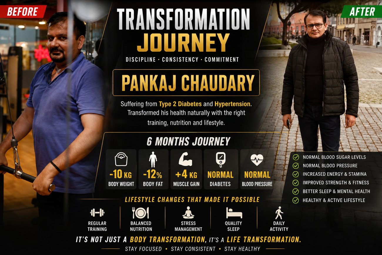 Pankaj Chaudary transformation: reversed Type 2 diabetes and hypertension over a 6 month journey